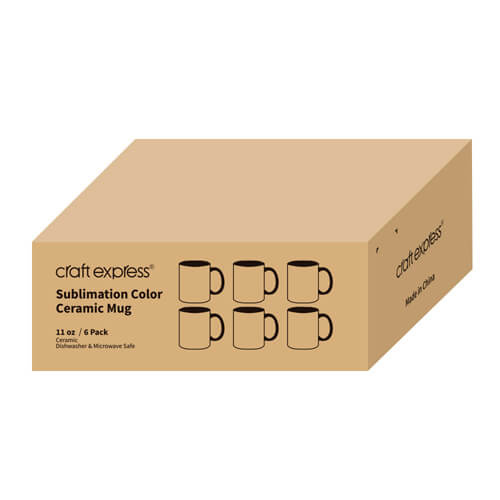 Set di 6 bicchieri A+ da 330 ml con interno nero e manico per sublimazione