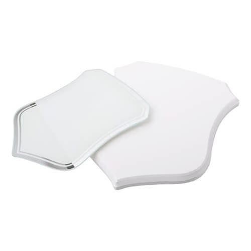 Cornice in vetro – scudo su pannello di fondo bianco in MDF per la sublimazione
