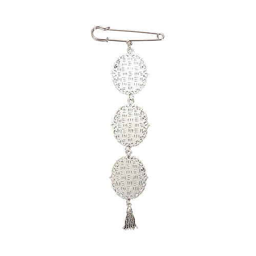 Spilla ovale tripla - spilla da balia con ciondolo a nappina per sublimazione