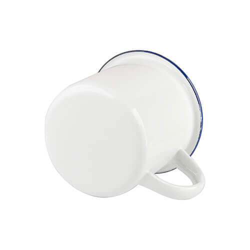 Tazza smaltato 340 ml con bordo blu scuro Sublimazione Termostampa - bianco