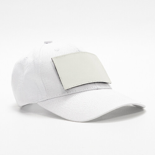 Cappello da baseball in cotone con patch rettangolare in velcro per sublimazione - bianco