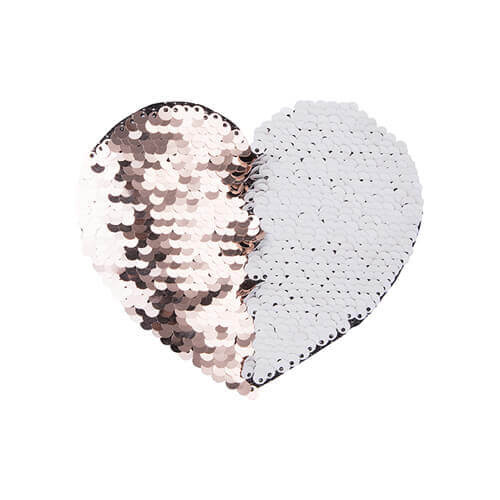 Patch paillettes cuore  bicolore da sublimare - colore champagne 12 x 10,5 cm