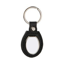Portachiavi in pelle e metallo per la sublimazione – ovale - nero