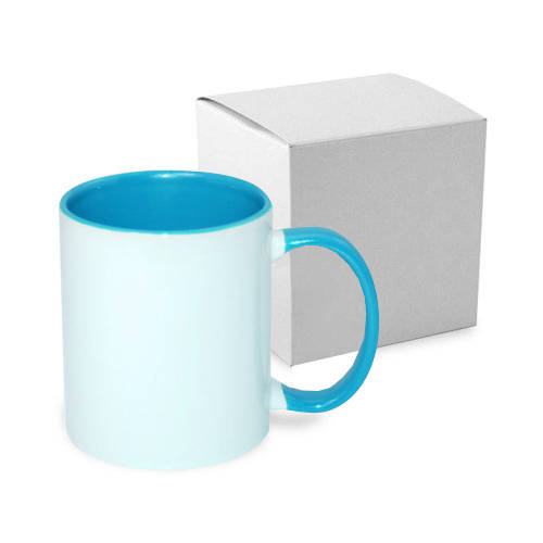 Tazza 330 ml ECO FUNNY con interno e manico celeste con la scatola Sublimazione Termostampa