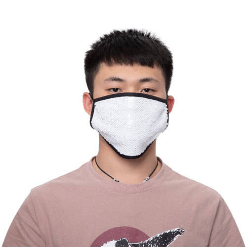 Maschera viso grande con rifiniture nere e paillettes per la sublimazione
