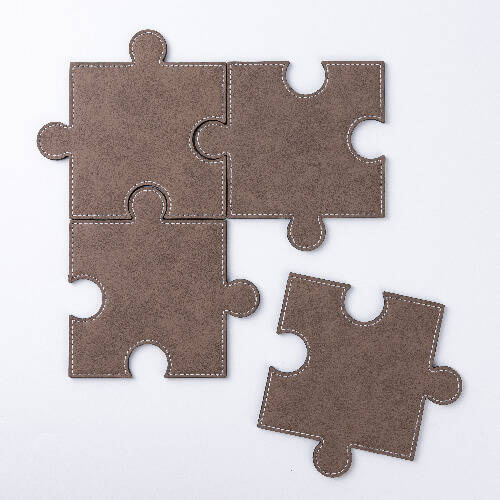 Sottobicchiere in pelle a forma di puzzle per sublimazione - grigio