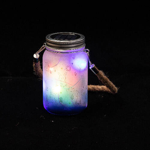 Lanterna da 450 ml con manico in corda - sfumatura Blu marino