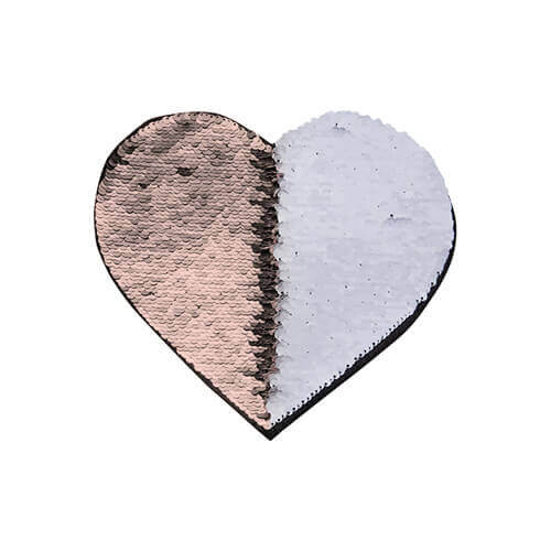 Patch paillettes cuore  bicolore da sublimare - colore "champagne"  22 x 19,5 cm