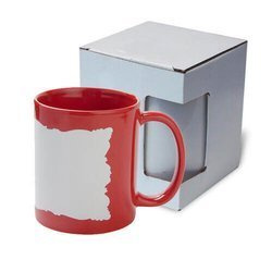 Tazza rosso con area bianca con la scatola Sublimazione Termostampa