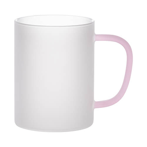 Vetro smerigliato da 450 ml con manico rosa per sublimazione