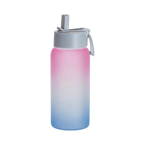 Borraccia sportiva in vetro satinato da 750 ml per sublimazione - blu-rosa