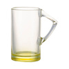 Mug in vetro da 400 ml con manico triangolare per sublimazione - fondo giallo