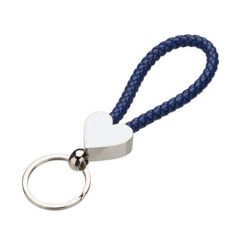 Portachiavi intrecciato cuore per la sublimazione - blu