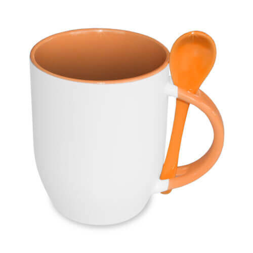 Tazza con cucchiaino arancione JS Coating Sublimazione Termostampa