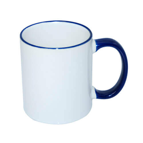 Tazza 330 ml con il manico blu scuro Sublimazione Termostampa