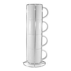 Set - quattro tazze Stacker per stampa a sublimazione con supporto di metallo