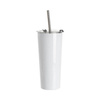 Bicchiere in acciaio inox da 600 ml con cannuccia per sublimazione - bianco