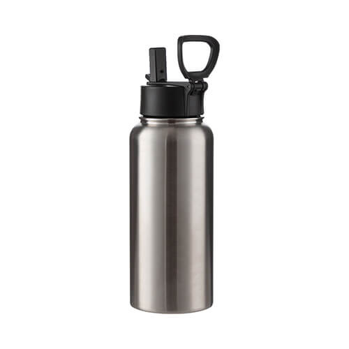 Borraccia - Bottiglia per bevande da 950 ml con manico pieghevole per sublimazione - argento