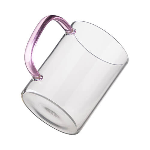Vetro da 450 ml con manico rosa per sublimazione