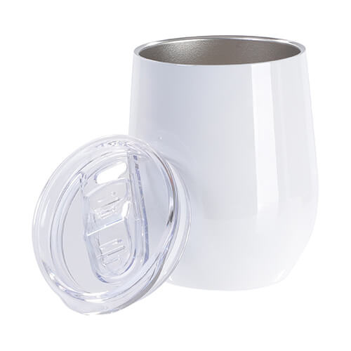 Tazza per vin brulè 260 ml per sublimazione - bianco con foro per bere chiuso