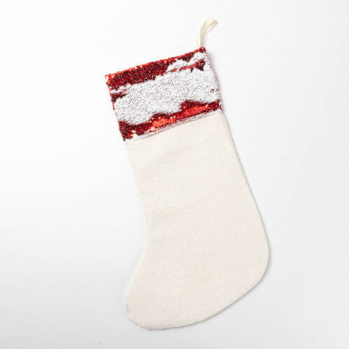 Calzino natalizio con paillettes rosse per sublimazione