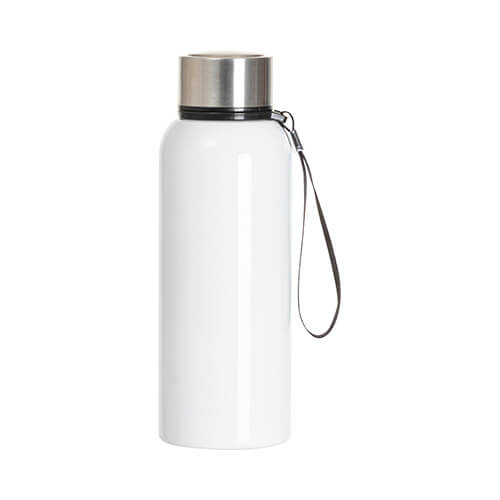 Bottiglia in acciaio inox da 600 ml con manico a stringa - bianco