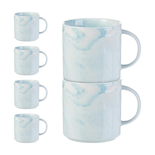 Set di 6 tazze da 350 ml per sublimazione - marmo blu