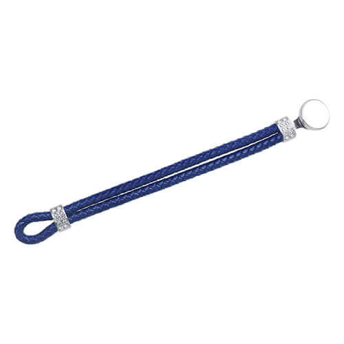 Bracciale in pelle intrecciata con cerchio per stampa sublimatica col. blu