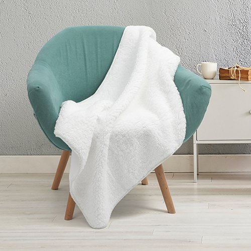 Coperta Minky con fodera Sherpa per sublimazione - bianca