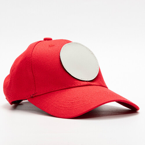 Cappello da baseball in cotone con patch rotonda in velcro per la sublimazione - rosso