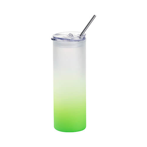 Tazza glassata da 750 ml con coperchio in plastica e cannuccia per sublimazione - sfumatura verde