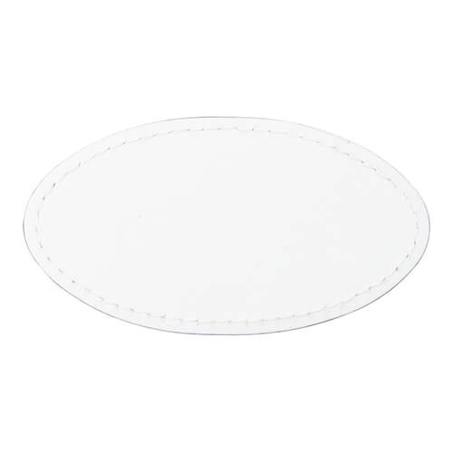 Targhetta ovale in pelle 8,2 x 4,4 cm per sublimazione - bianca