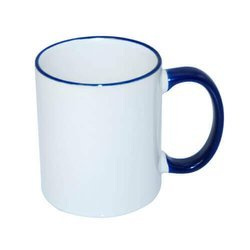 Tazza 330 ml con il manico blu scuro Sublimazione Termostampa