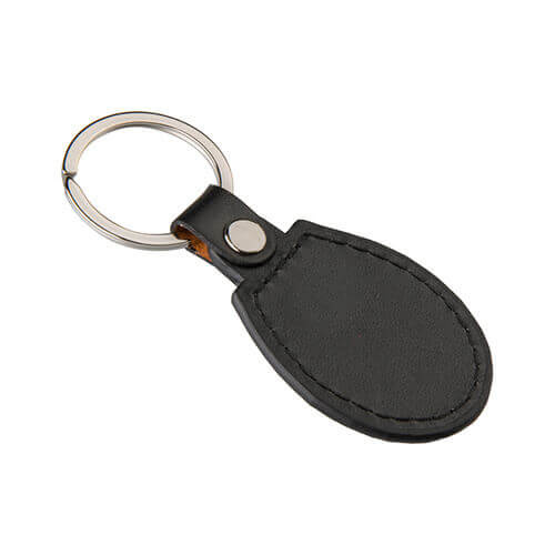 Portachiavi in pelle e metallo per la sublimazione – ovale - nero