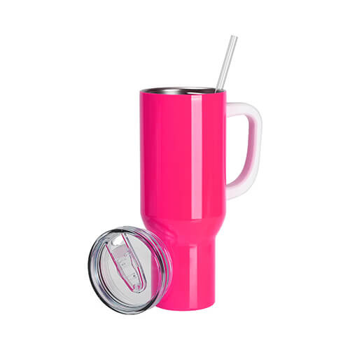 Tazza da viaggio in acciaio inossidabile da 1200 ml per sublimazione - rosa neon