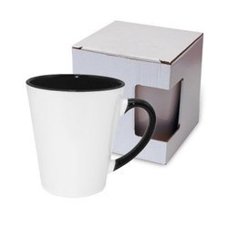 Tazza Latte piccolo FUNNY nero con la scatola KAR3 Sublimazione Termostampa