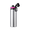 Borraccia in alluminio argento da 850 ml con tappo a vite con inserto rosa per sublimazione