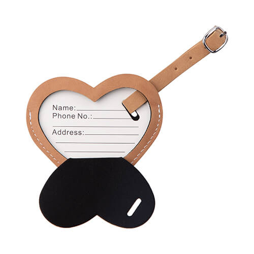 Etichetta bagaglio in pelle per sublimazione - cuore Marrone