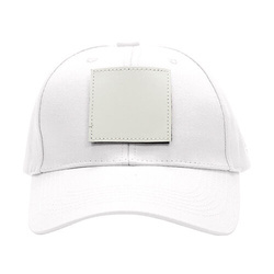 Cappello da baseball in cotone con patch quadrata in velcro per sublimazione - bianco