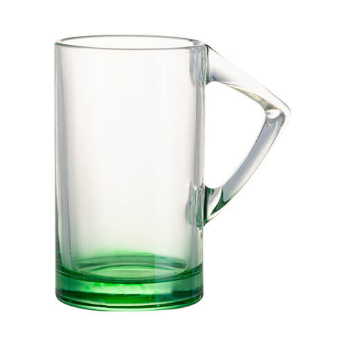 Mug in vetro da 400 ml con manico triangolare per sublimazione - fondo verde