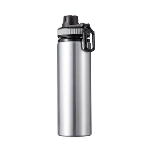 Borraccia in alluminio argento da 850 ml con tappo a vite con inserto grigio per sublimazione