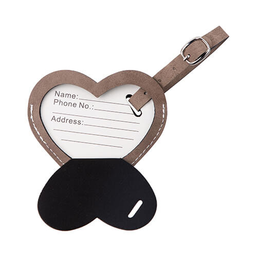 Etichetta bagaglio in pelle per sublimazione - cuore grigio