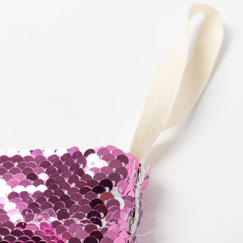 Calza di Natale con paillettes rosa per la sublimazione