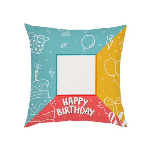 Federa in raso bicolore 38 x 38 cm per sublimazione - Happy Birthday - 2