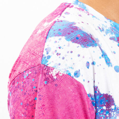 T-shirt Cotton-Like Bleached Leopard Blue Pink per sublimazione