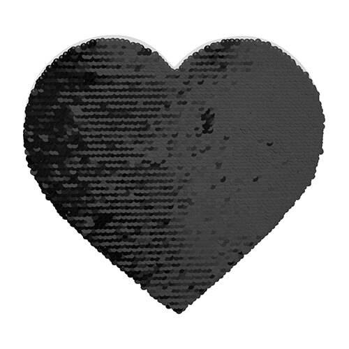 Paillettes bicolore per sublimazione e applicazione su tessuti - cuore Nero 22 x 19,5 cm su sfondo bianco