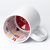 Tazza da 330 ml con interno HAPPY HOLIDAYS per sublimazione con una scatola di cartone