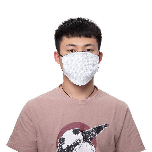 Mascherina grande con tasca per filtro e paillettes per la sublimazione