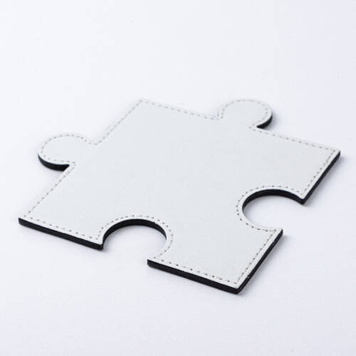 Sottobicchiere in pelle a forma di puzzle per sublimazione - bianco