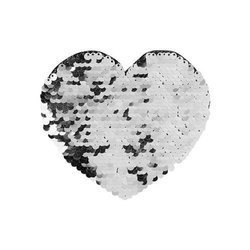 Patch paillettes cuore  bicolore da sublimare - colore argento 12 x 10,5 cm